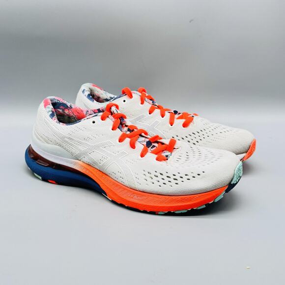 Asics Shoes Womens 8.5 White Orange Gel Kayano 28 Mesh Road Running Sneakers - Picture 2 of 14